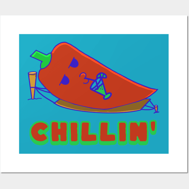 Chilli Chillin', Red Chili Wall Art by vystudio